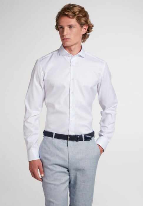 Camasa COVER alba, slim fit, pentru barbati, 100% bumbac, maneca lunga, model 8817 00 F182 Eterna