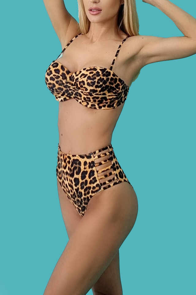Costum de baie Fenicia, doua piese, Animal print-ghepard