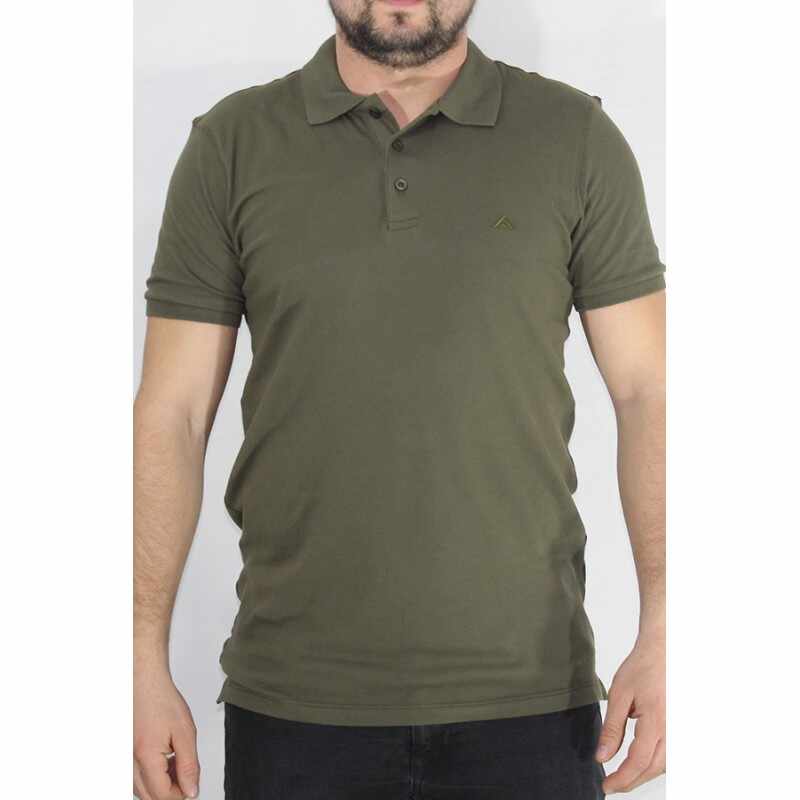 Tricou guler Tip Polo, culoare verde militar, pentru barbati, cod 056 2066