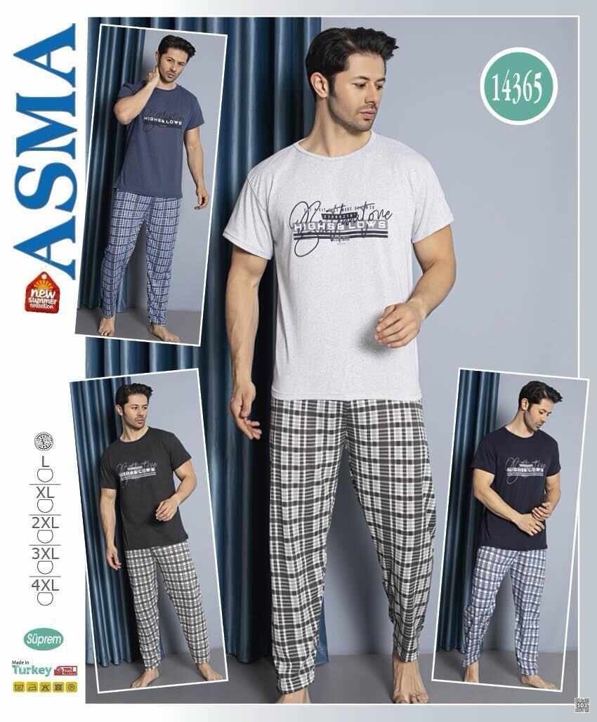 Pijamale barbat engross marimi mari din bumbac cu pantaloni lungi si tricou