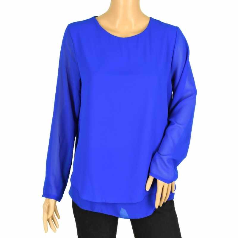 Bluza albastra cu nasture la spate pentru dama - cod 30180
