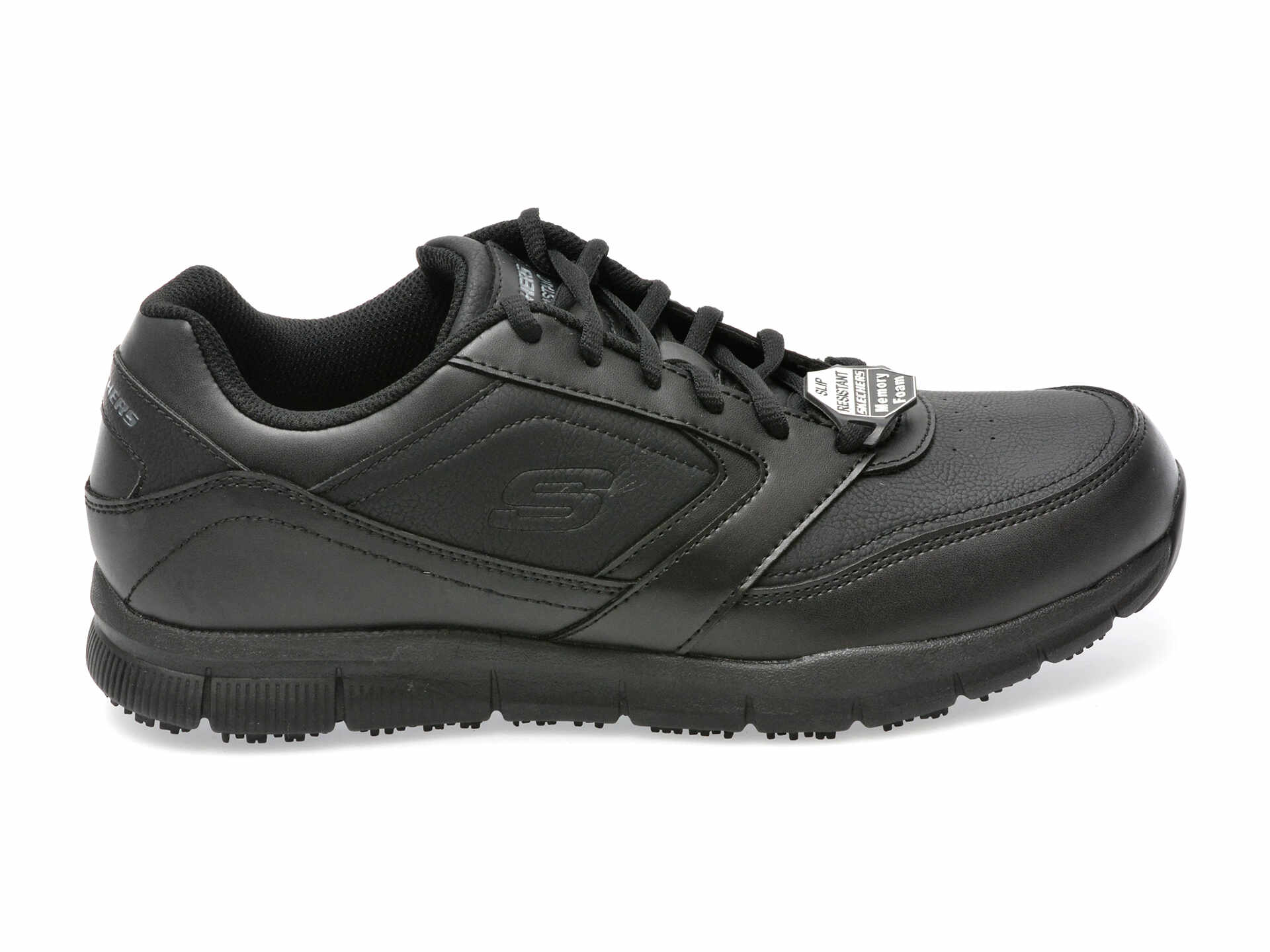 Pantofi SKECHERS negri, NAMPA, din piele ecologica