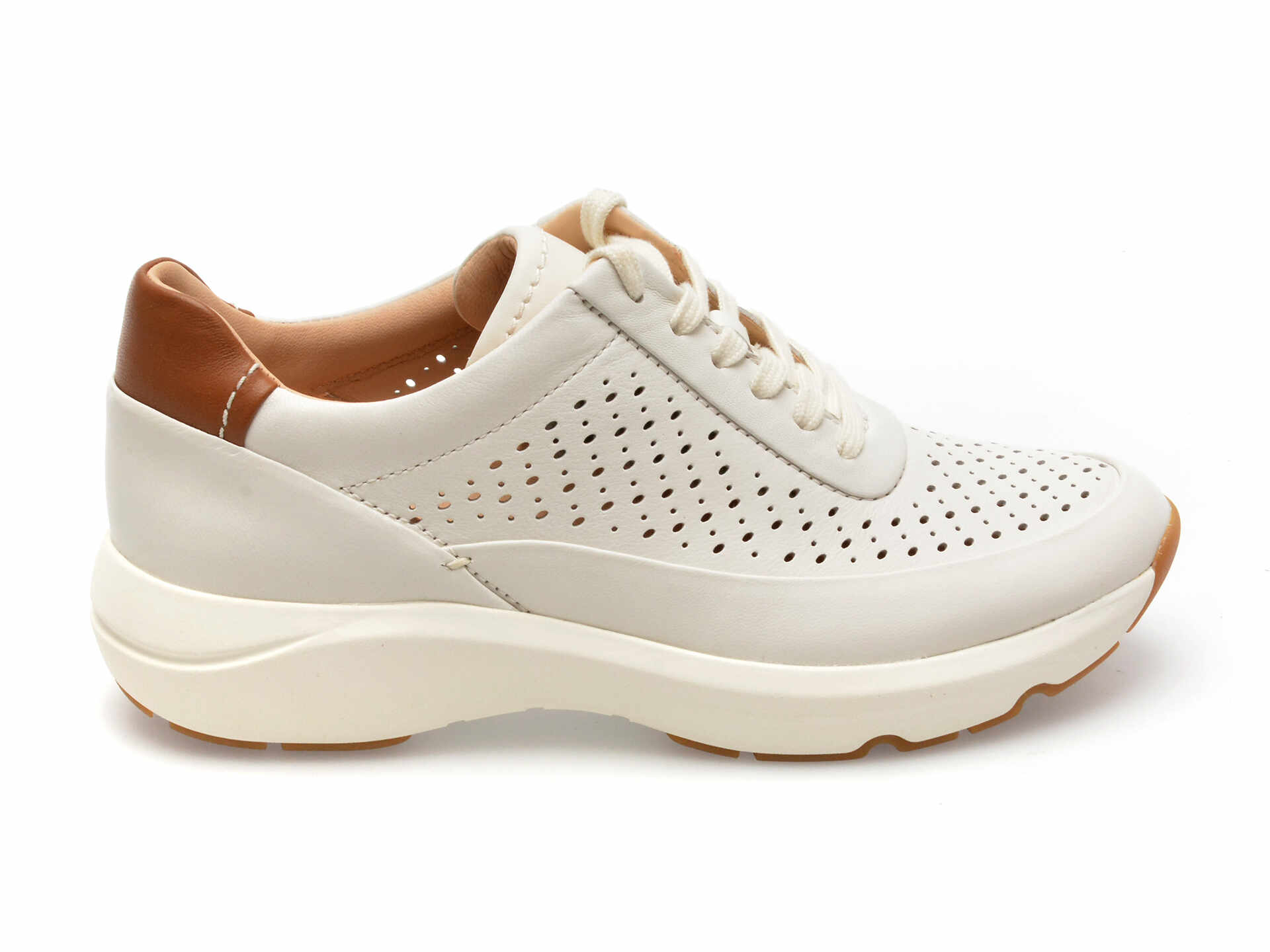 Pantofi sport CLARKS albi, TIVOLI GRACE, din piele naturala