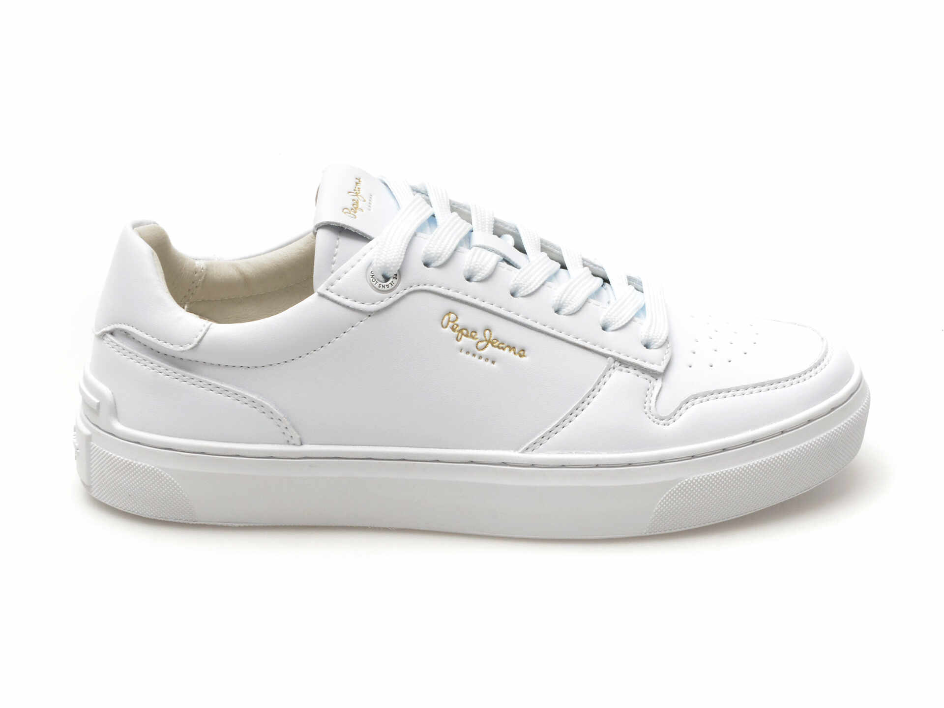 Pantofi casual PEPE JEANS albi, CAMDEN SUPRA, din piele naturala