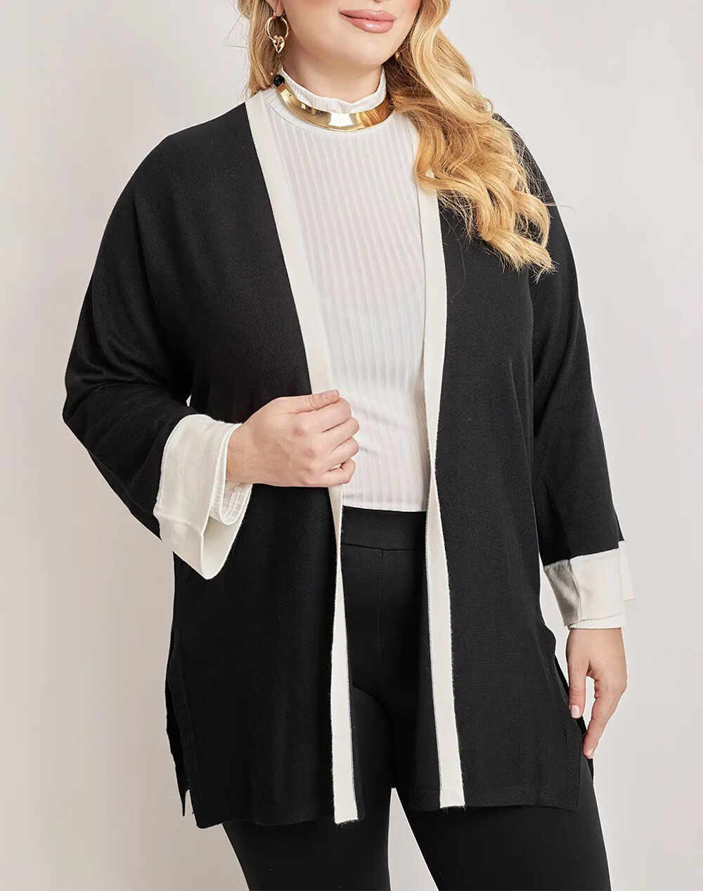 PARABITA Jacheta tricotata cu model in doua culori