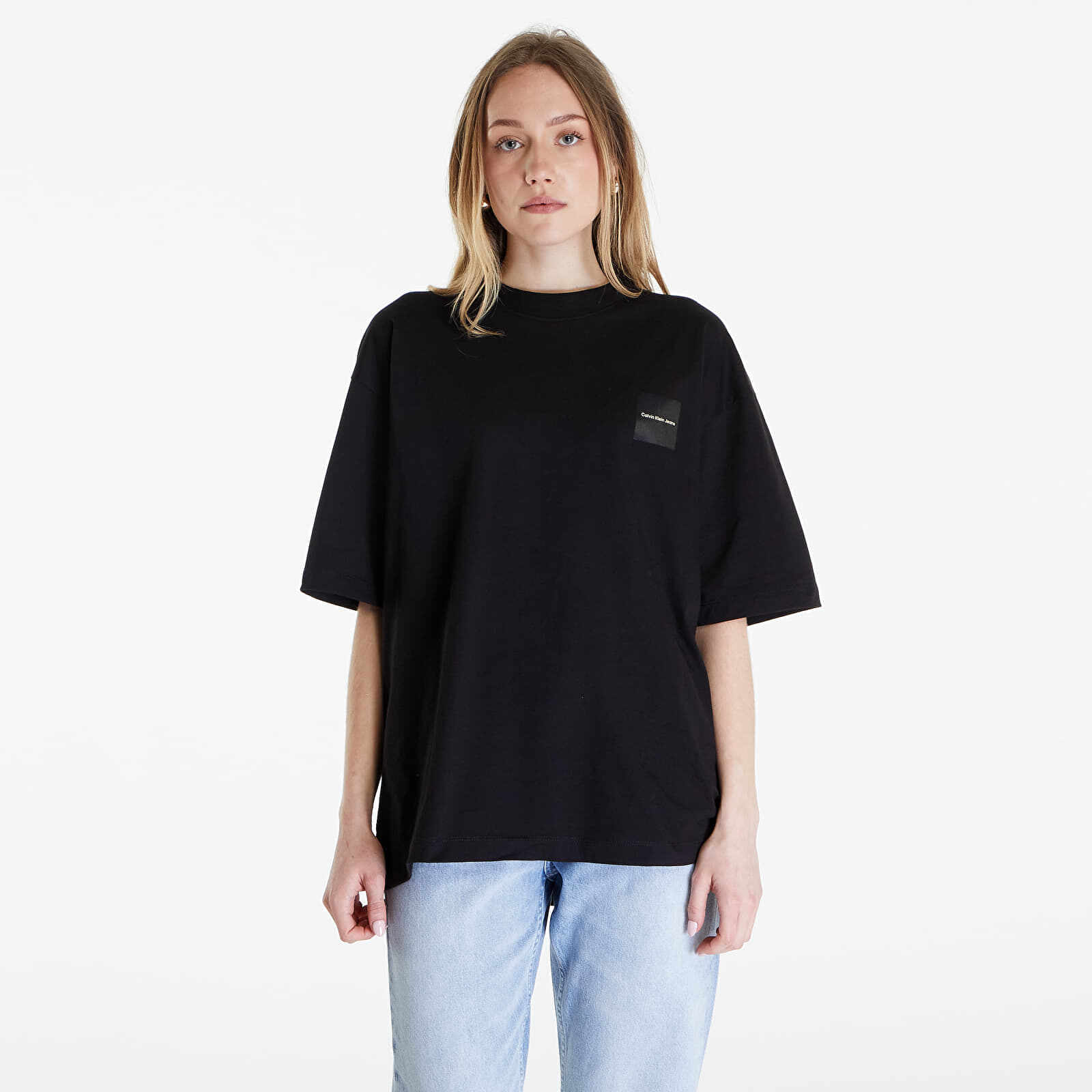 Calvin Klein Jeans Warp Logo Boyfriend Short Sleeve Tee Black