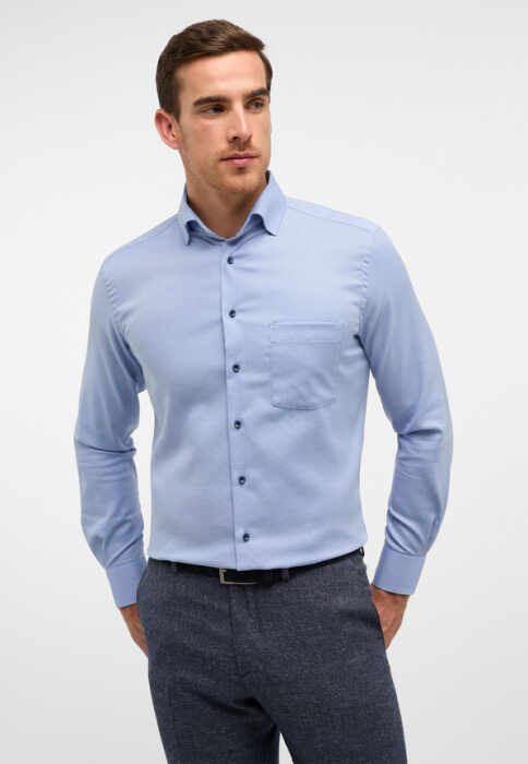 Camasa albastra, modern fit, pentru barbati, 100% bumbac, maneca lunga, model 8183 13 X169 Eterna