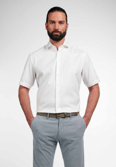 Camasa COVER alba, modern fit, pentru barbati, 100% bumbac, maneca scurta, model 8817 00 C19K 1 2 Eterna