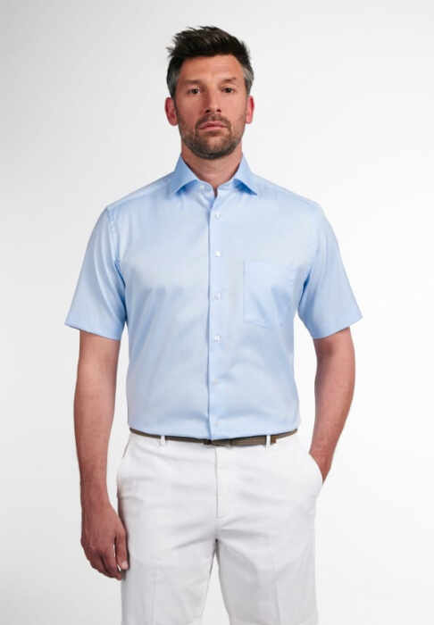 Camasa COVER bleu, modern fit, pentru barbati, 100% bumbac, maneca scurta, model 8817 10 C19K 1 2 Eterna