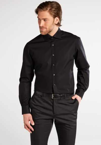 Camasa neagra, modern fit, pentru barbati, 100% bumbac, maneca lunga, model 1100 39 X177 Eterna