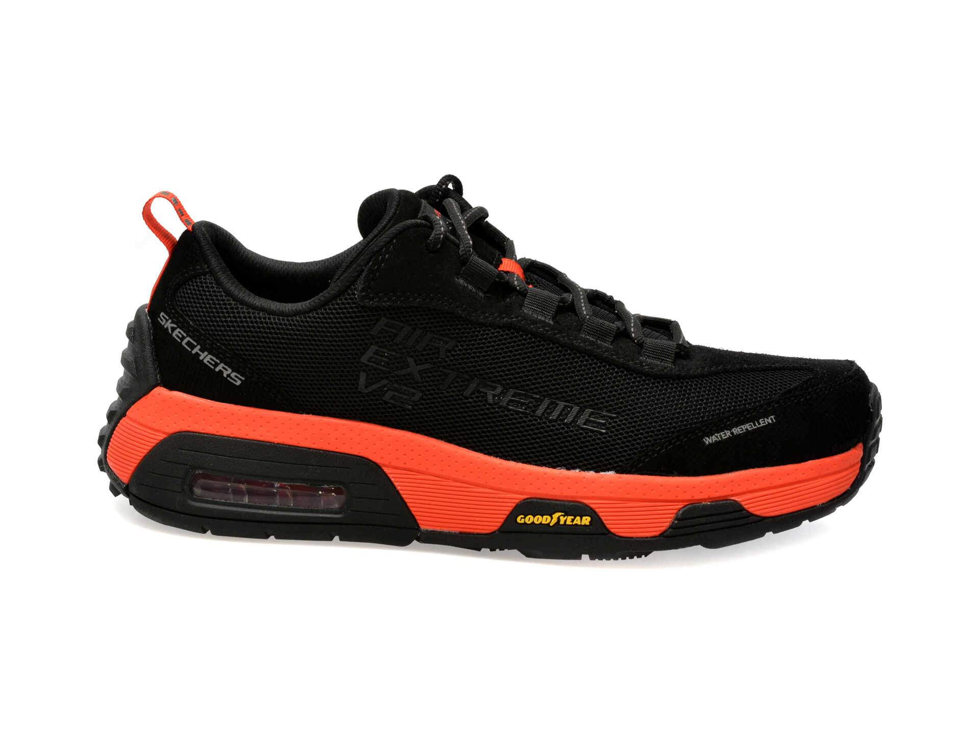 Pantofi sport SKECHERS negri, SKECH-AIR EXTREME V2, din piele intoarsa