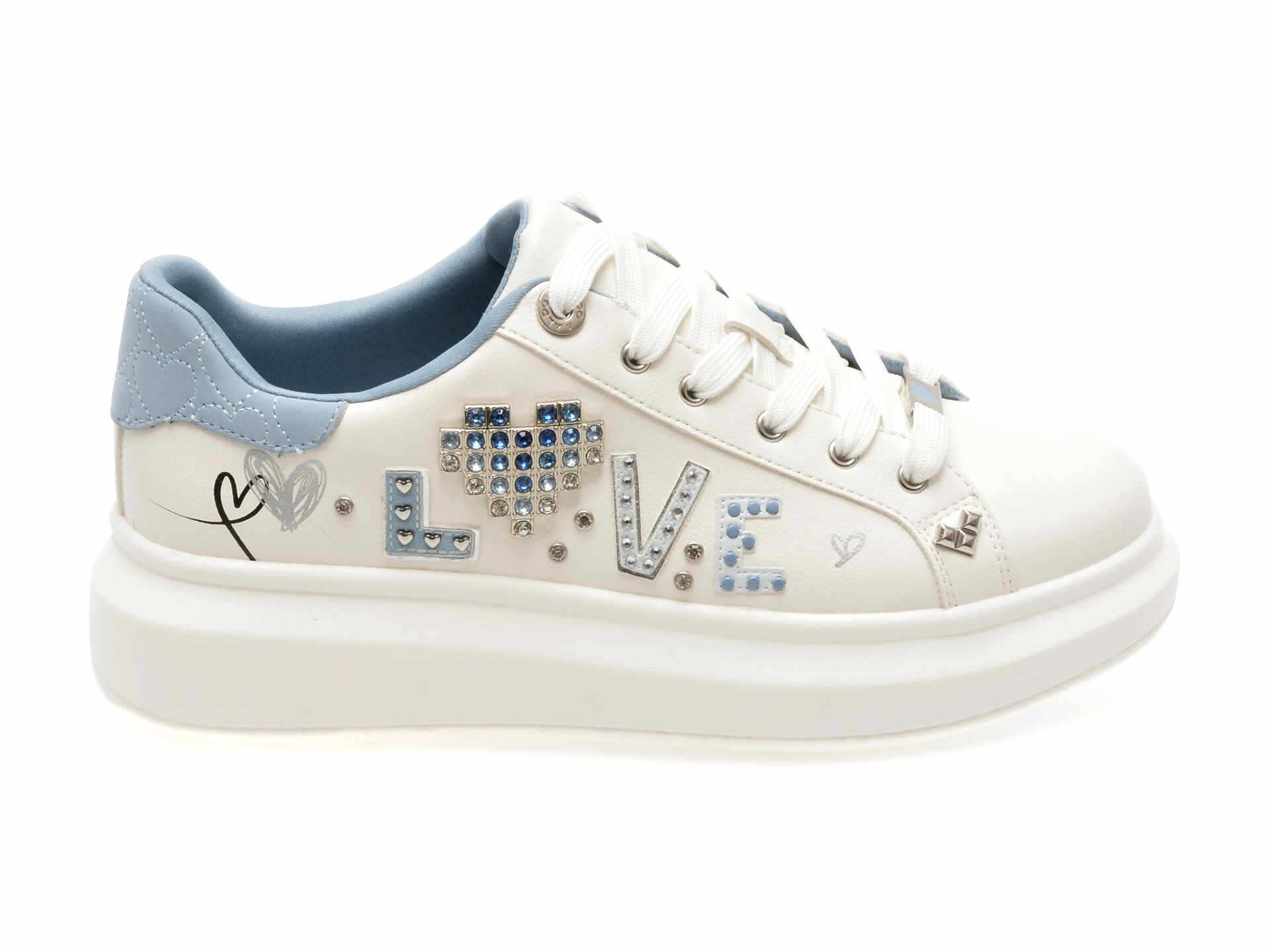 Pantofi casual ALDO albi, 13706561, din piele ecologica