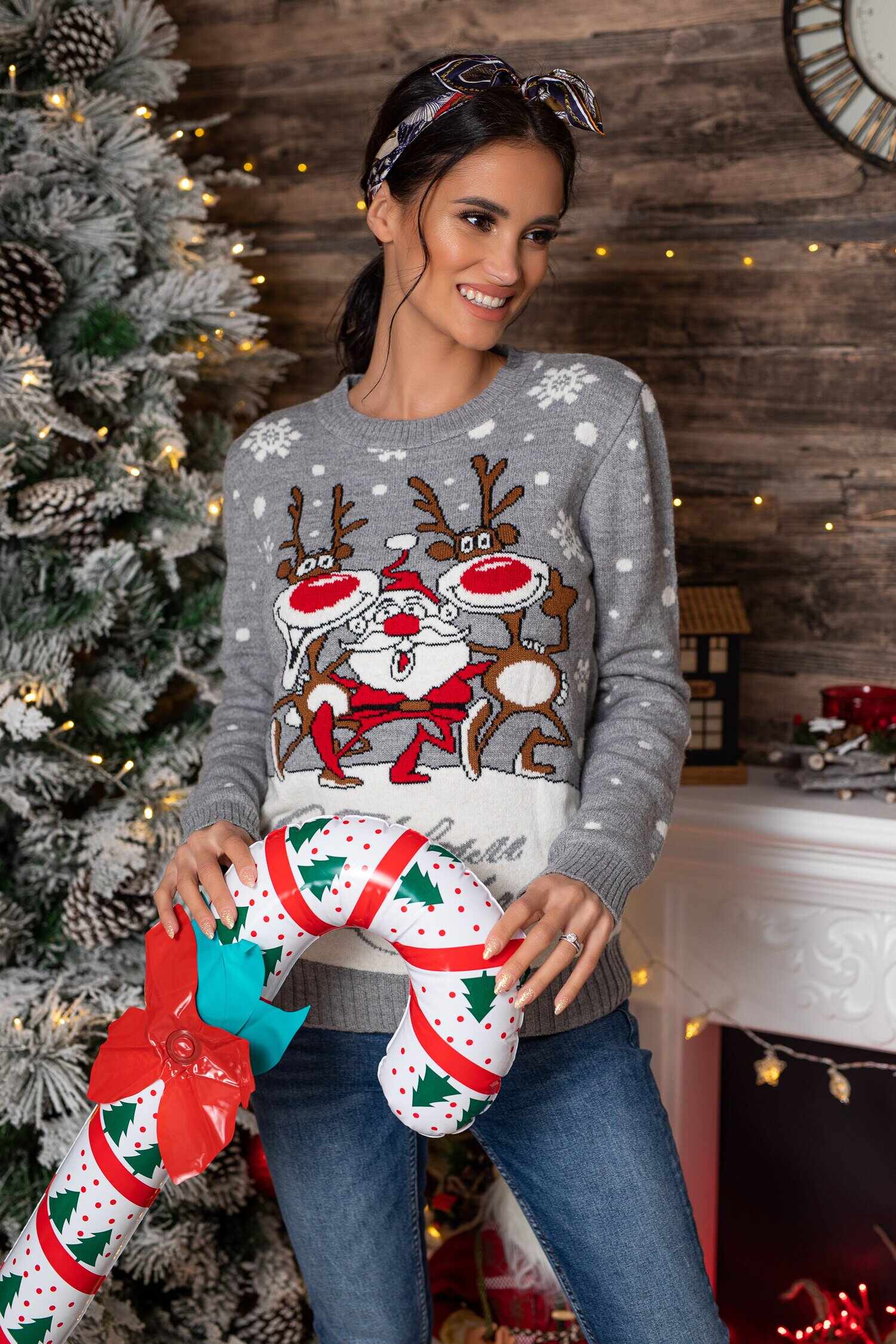 slot Oh Primitive Bluza Christmas alba cu imprimeu de iarna - 20436 produse