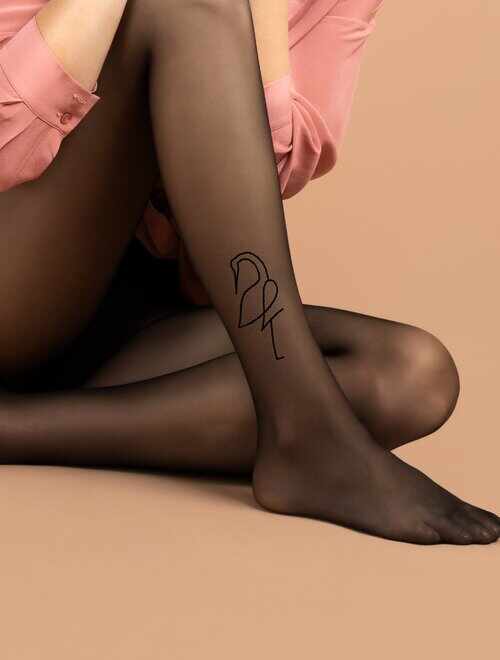 Ciorapi negri cu imprimeu discret Fiore Demoiselle 10 den