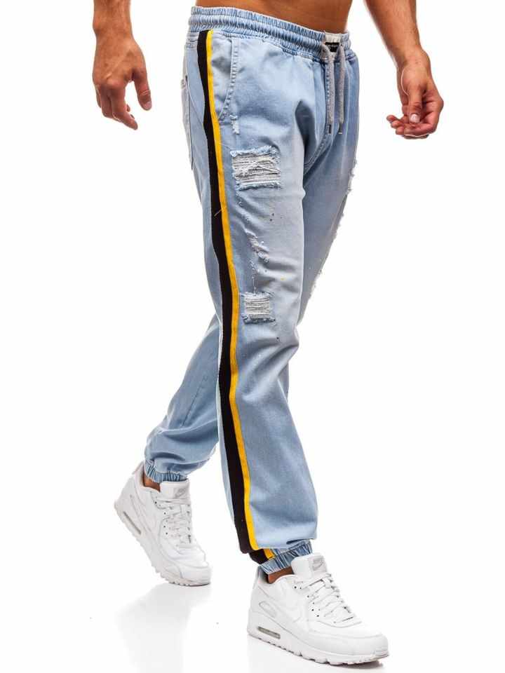 Jeanși baggy pentru bărbat albaștri-deschis Bolf 2041