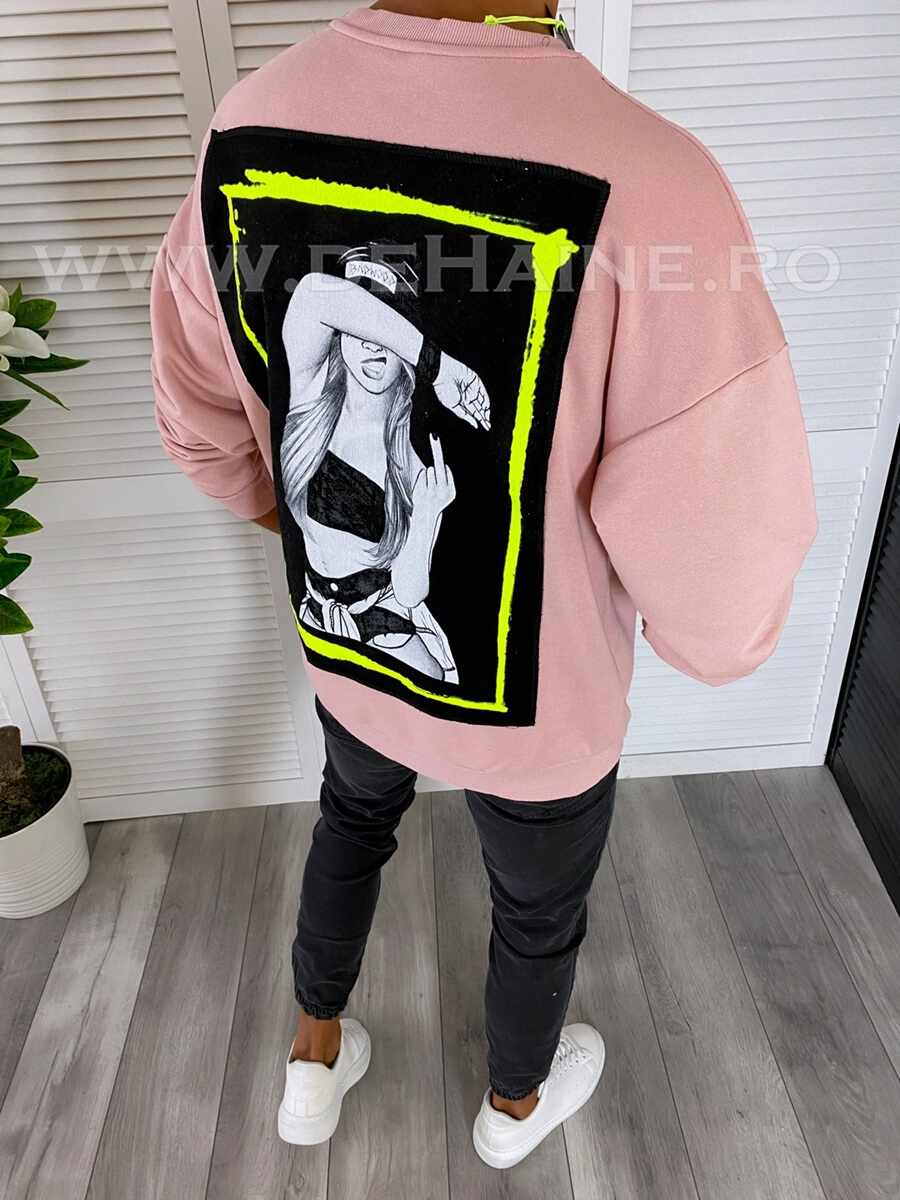 Bluza barbati slim fit roz cu imprimeu K203 87-1