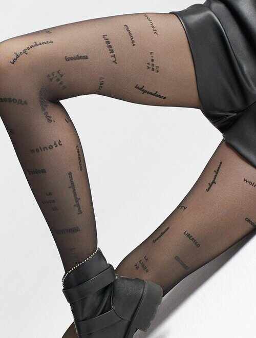 Ciorapi cu model text imprimat Marilyn Liberty W10 20 den