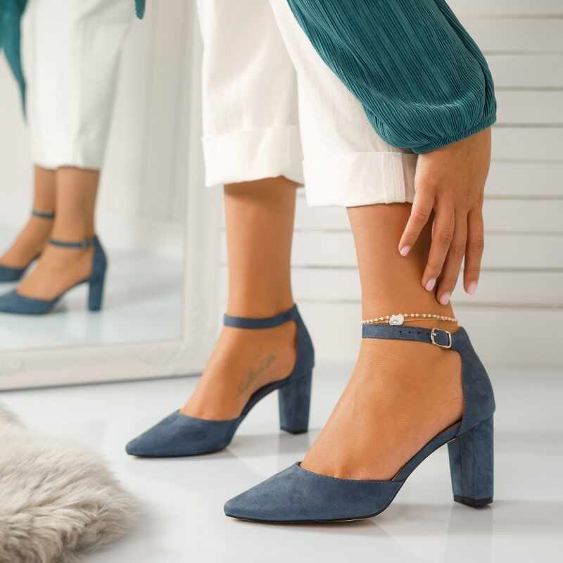 Pantofi Dama cu Toc Higuan Albastri #449M