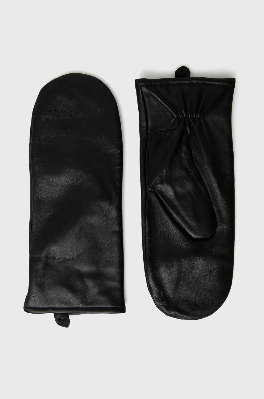 Samsoe Samsoe Mănuși de piele femei, culoarea negru