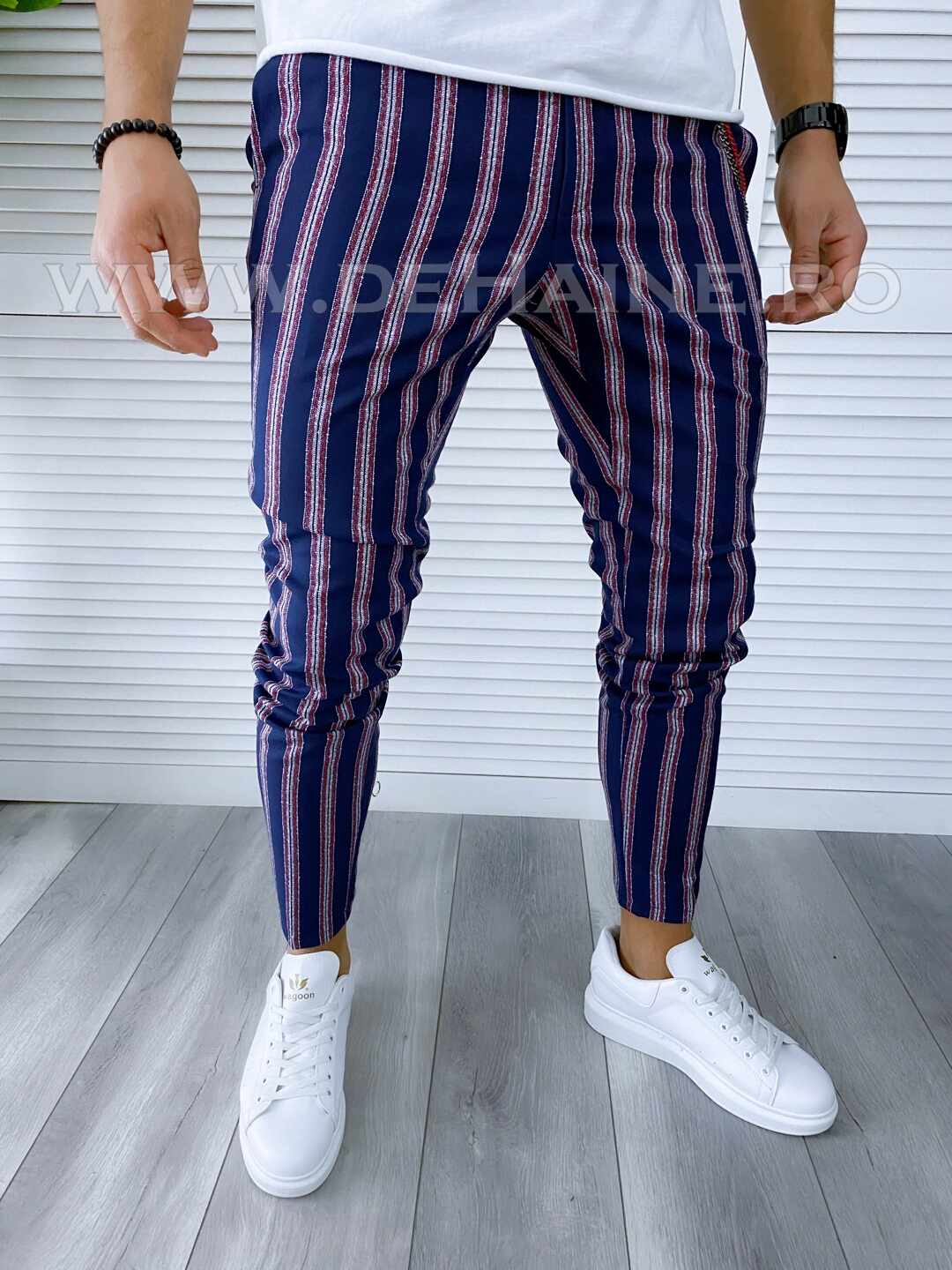 Pantaloni barbati casual regular fit bleumarin B1603 9-5 E