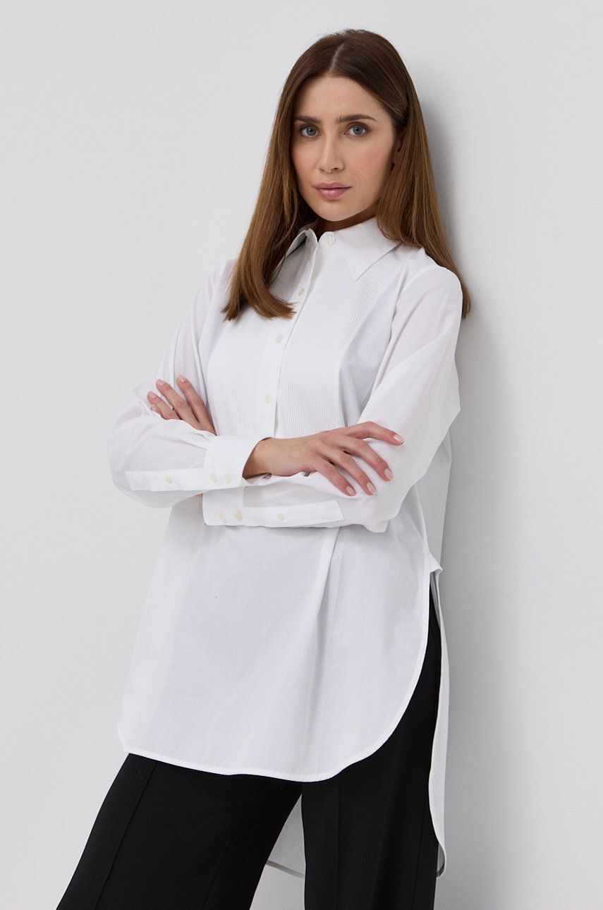 Victoria Beckham Bluză din bumbac femei, culoarea alb, material neted
