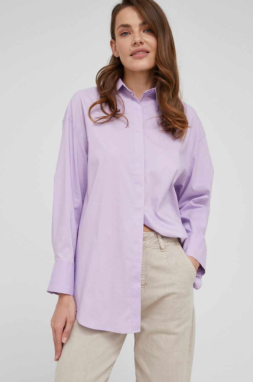 Answear Lab camasa din bumbac femei, culoarea violet, cu guler clasic, regular