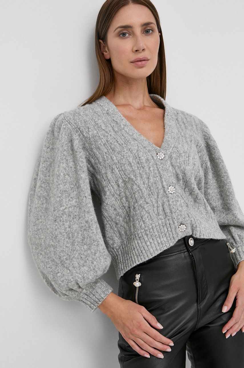 Custommade cardigan din lana femei, culoarea gri, light