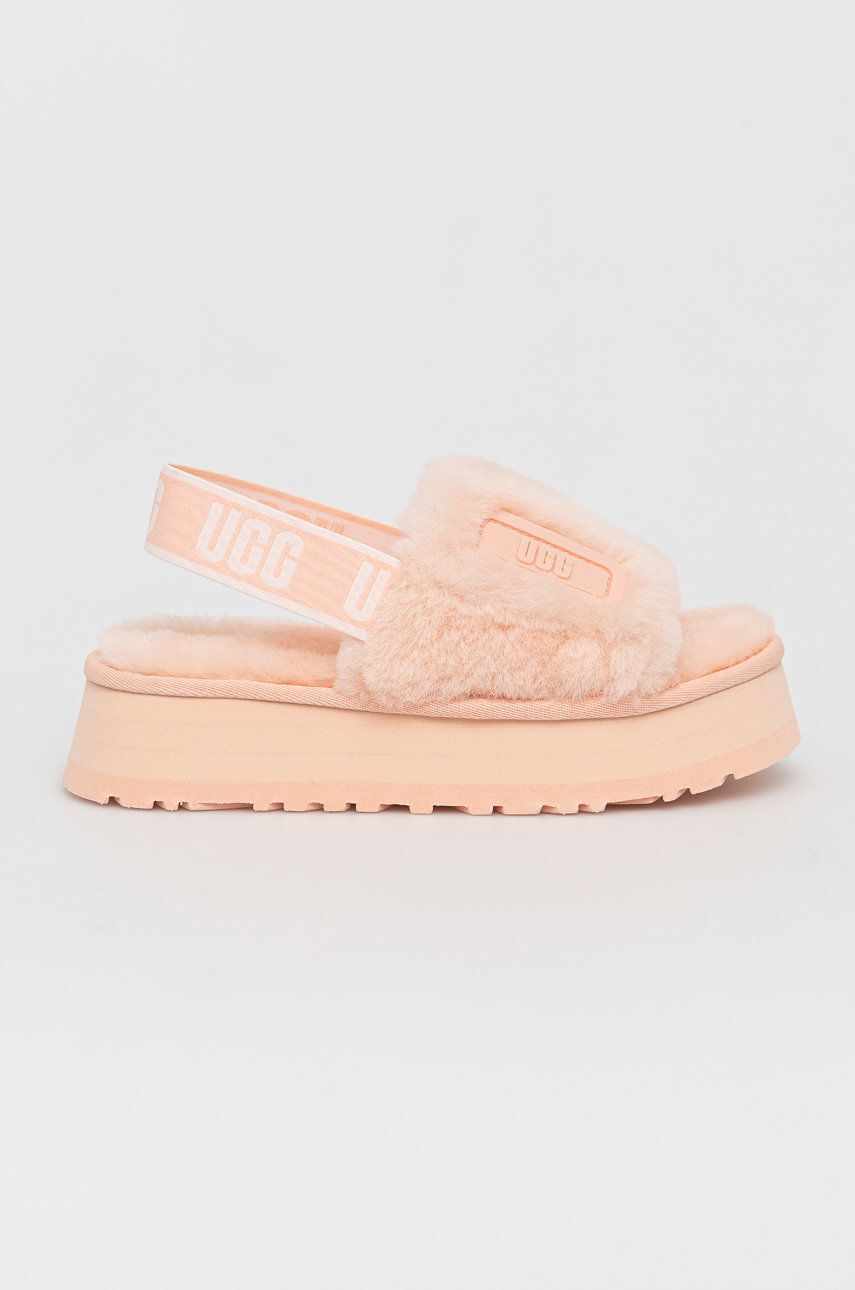 UGG papuci de lana culoarea roz