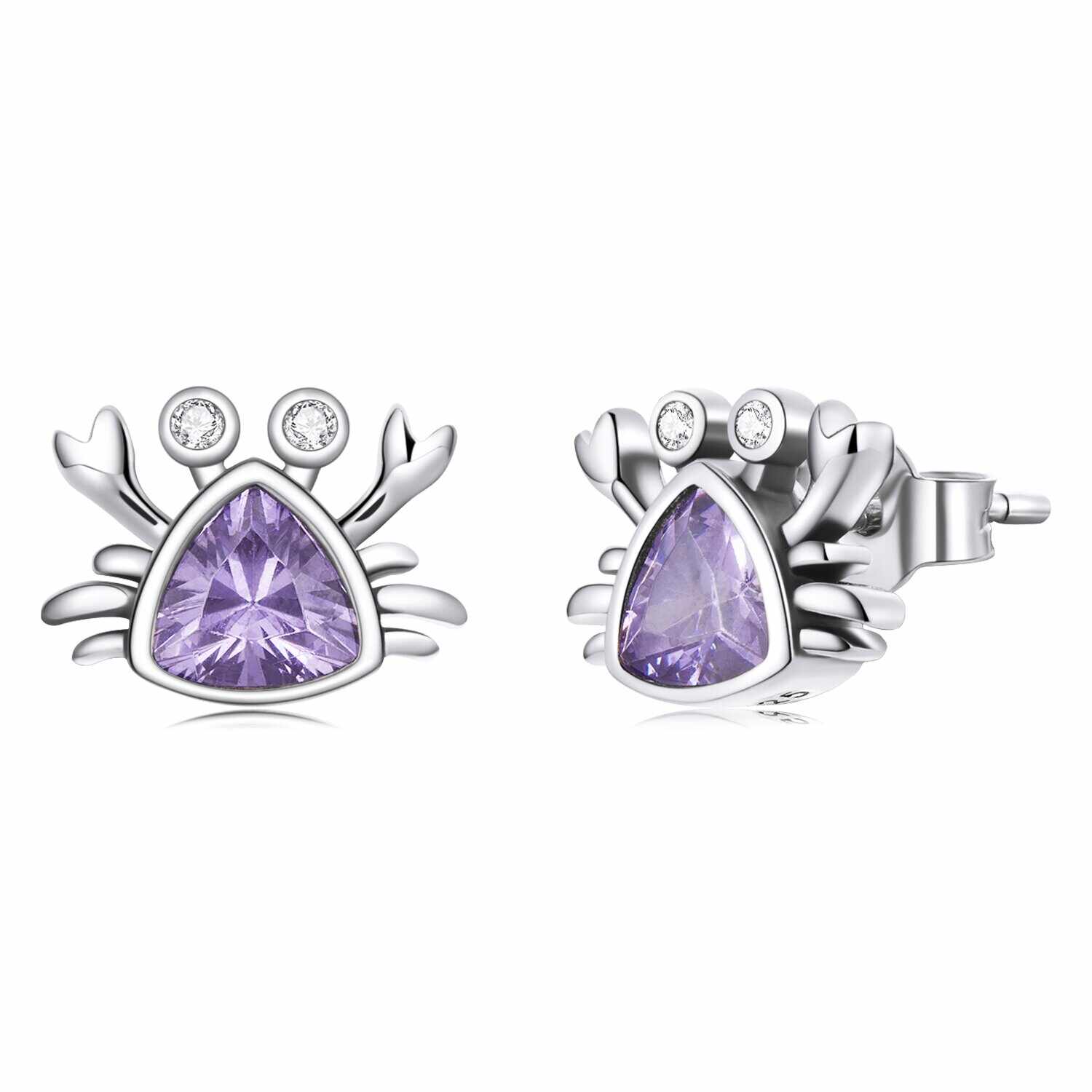 Cercei din argint Little Purple Crab