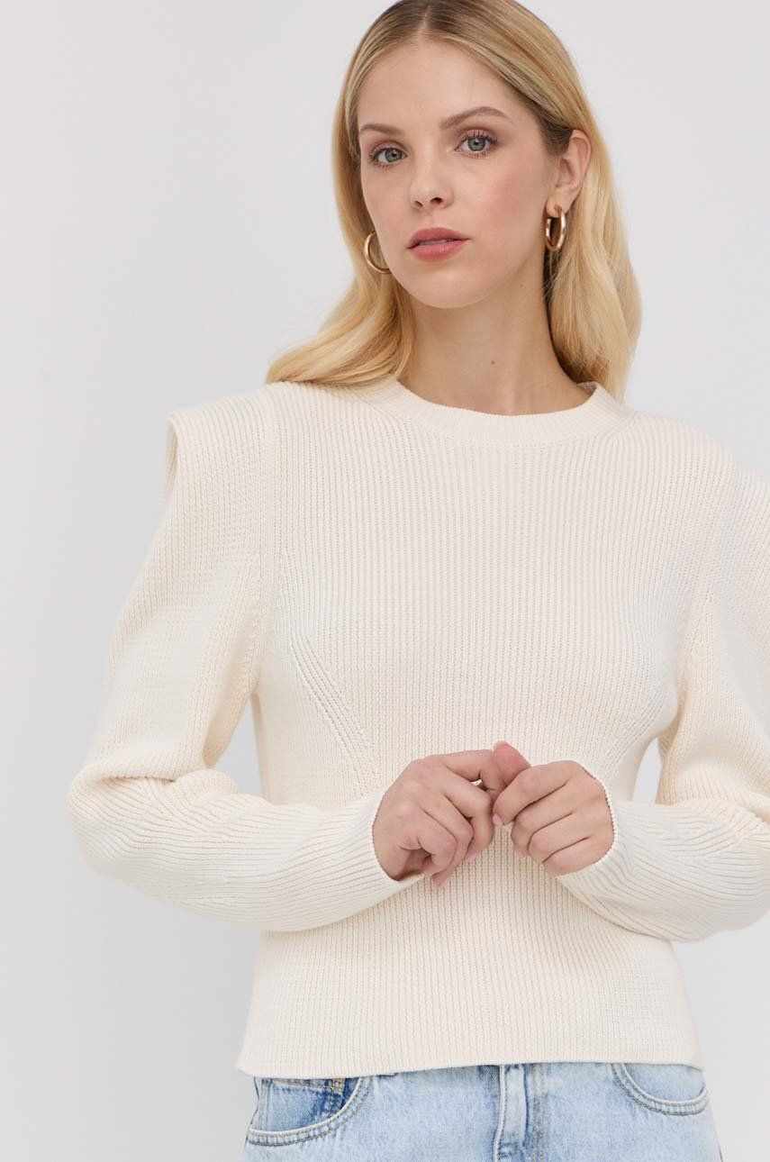 BOSS pulover din amestec de mătase femei, culoarea bej, călduros