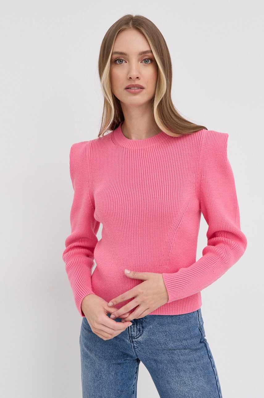 BOSS pulover din amestec de mătase femei, culoarea roz, călduros
