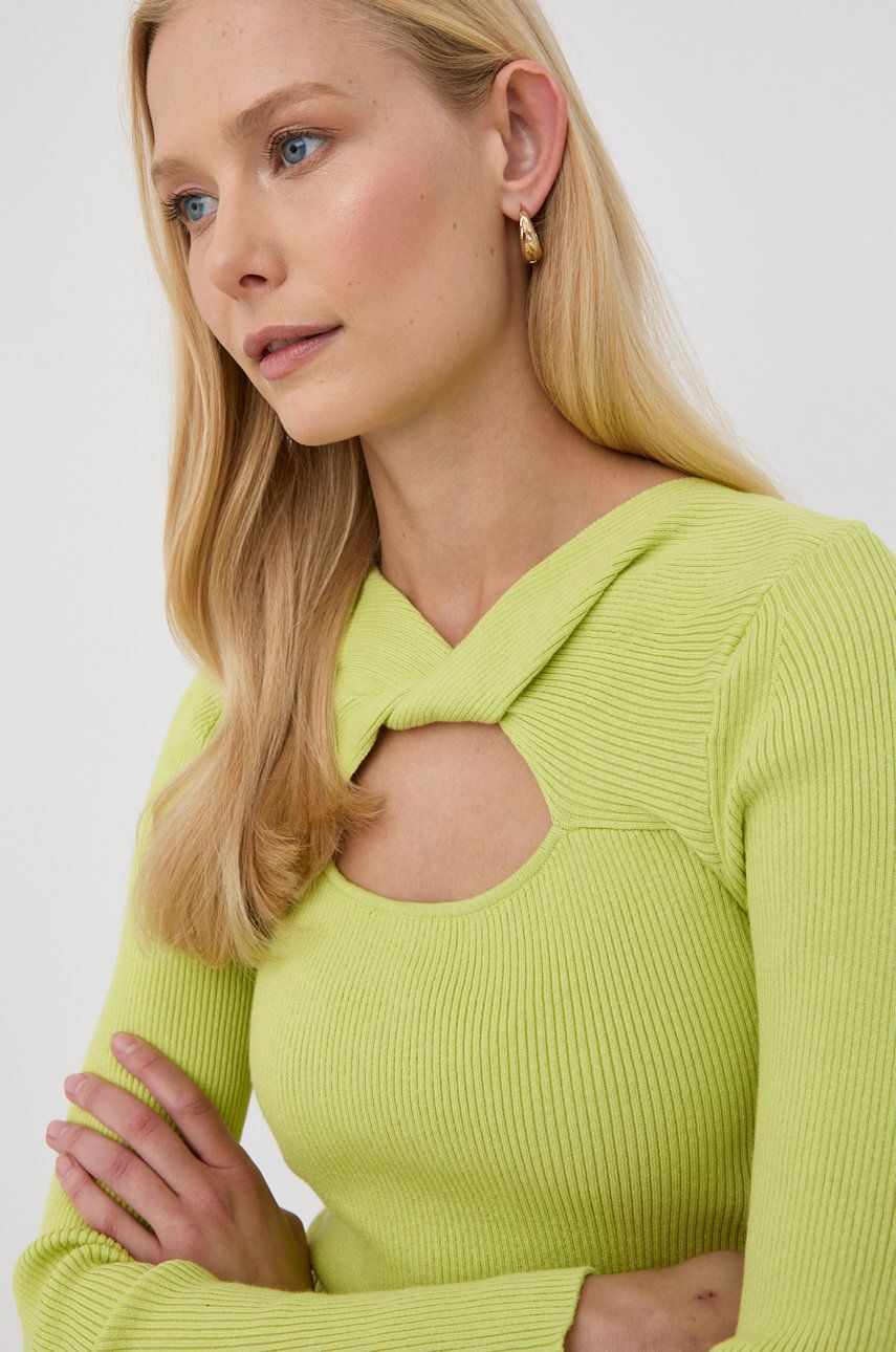 Samsoe Samsoe pulover din amestec de mătase femei, culoarea verde, light