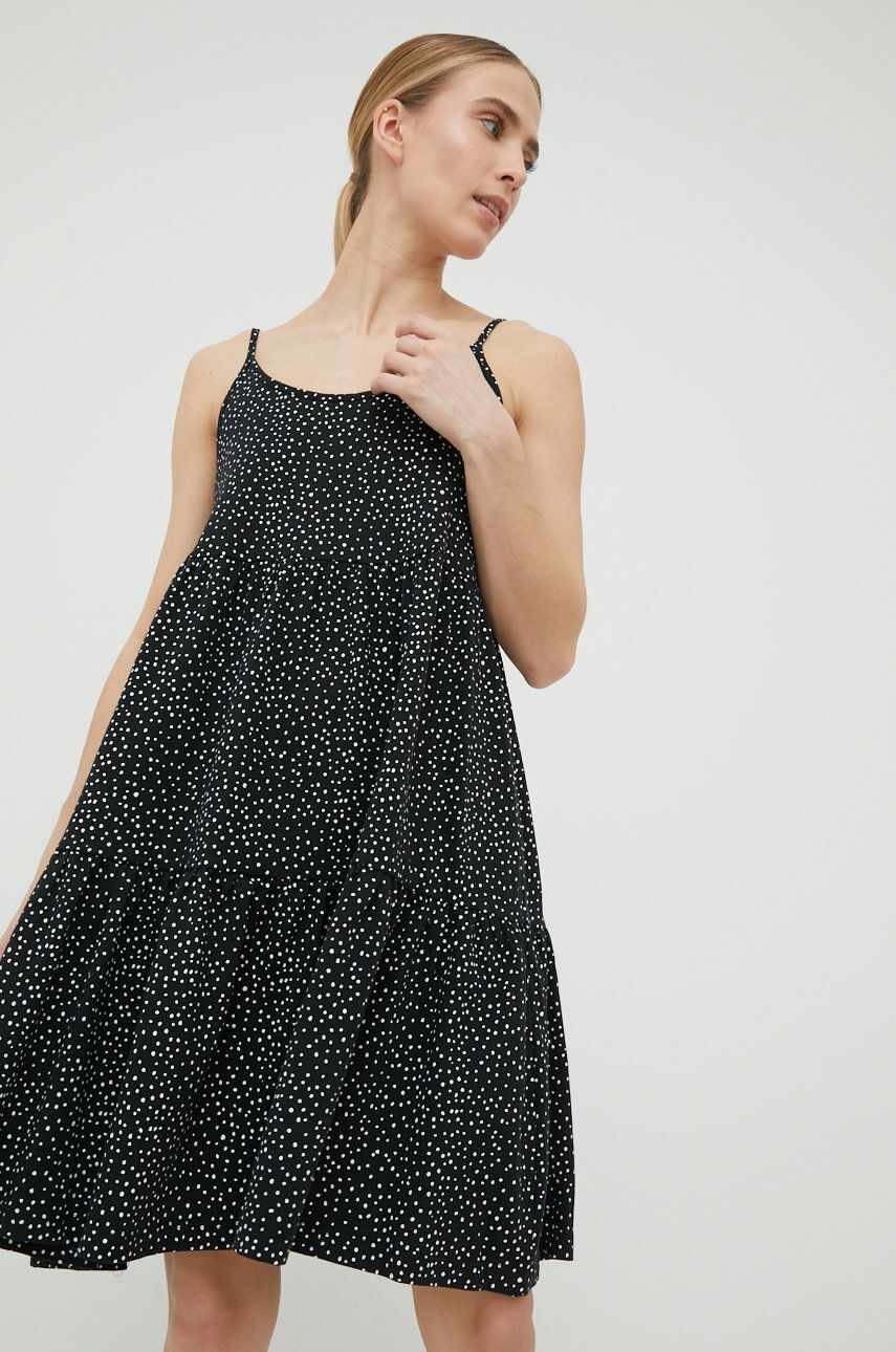 Outhorn rochie din bumbac culoarea negru, mini, evazati