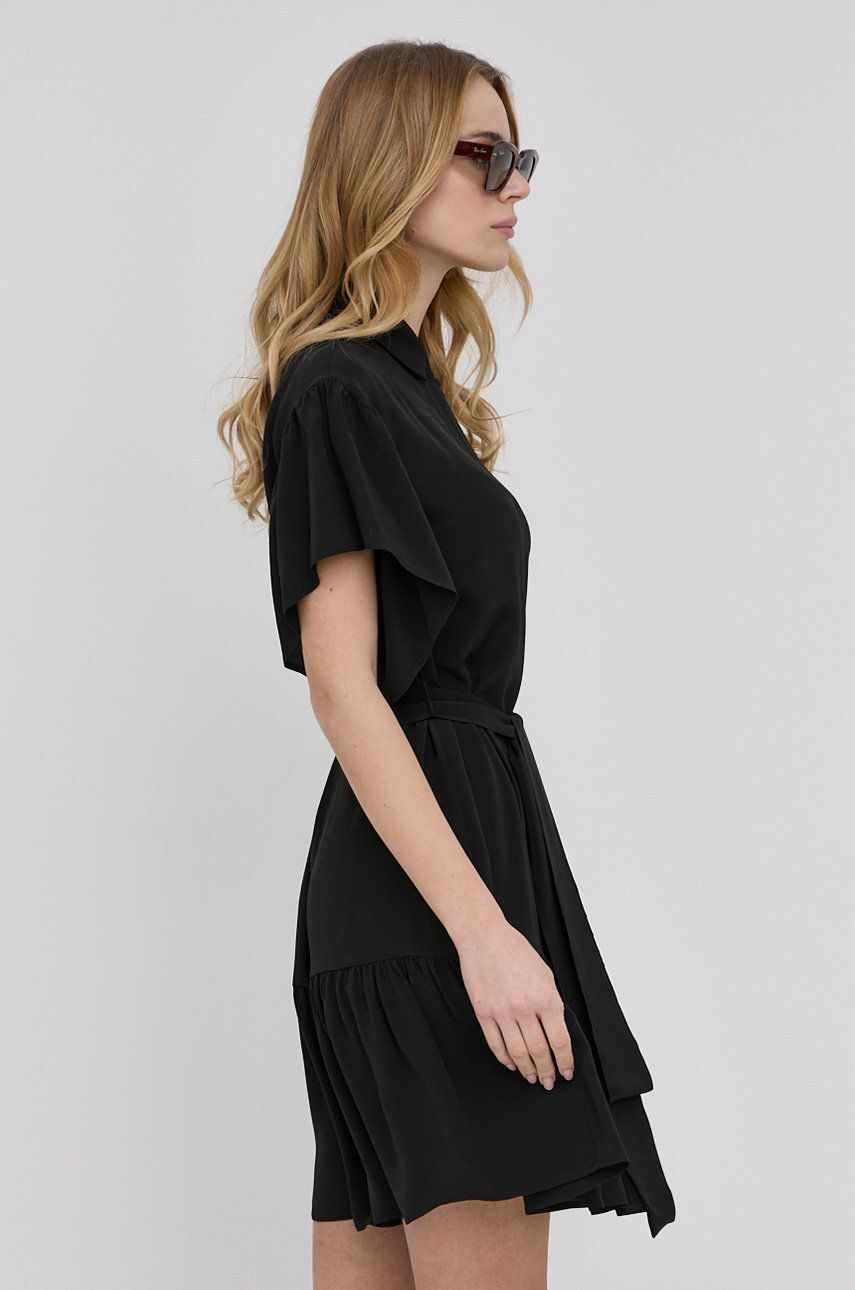 Marella rochie din amestec de matase culoarea negru, midi, drept