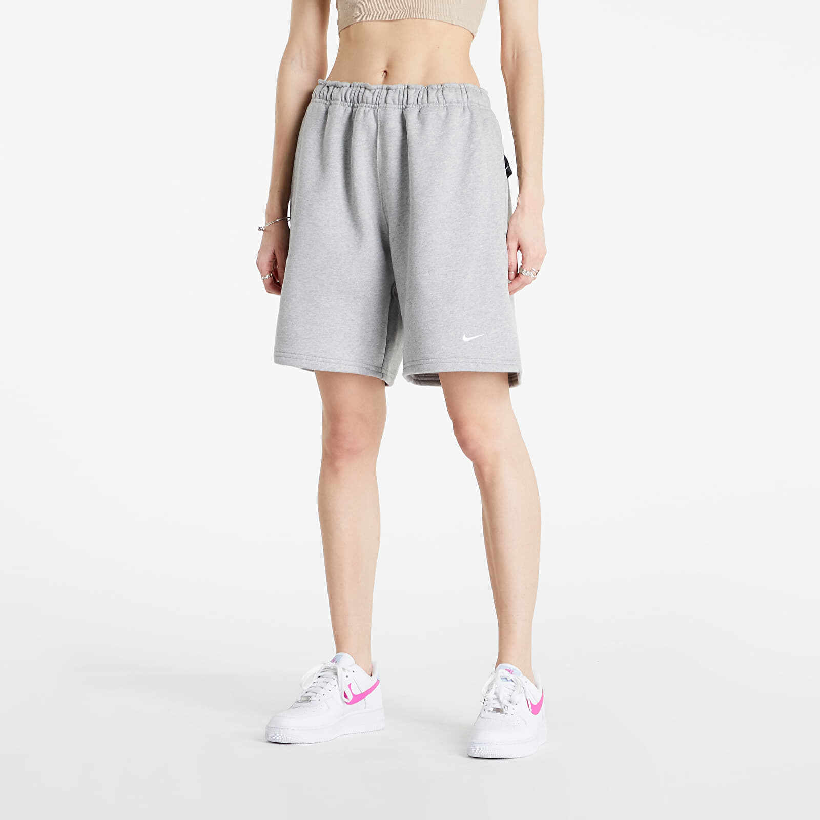 Nike NRG Solo Swoosh Fleece Shorts Dark Grey Heather/ White