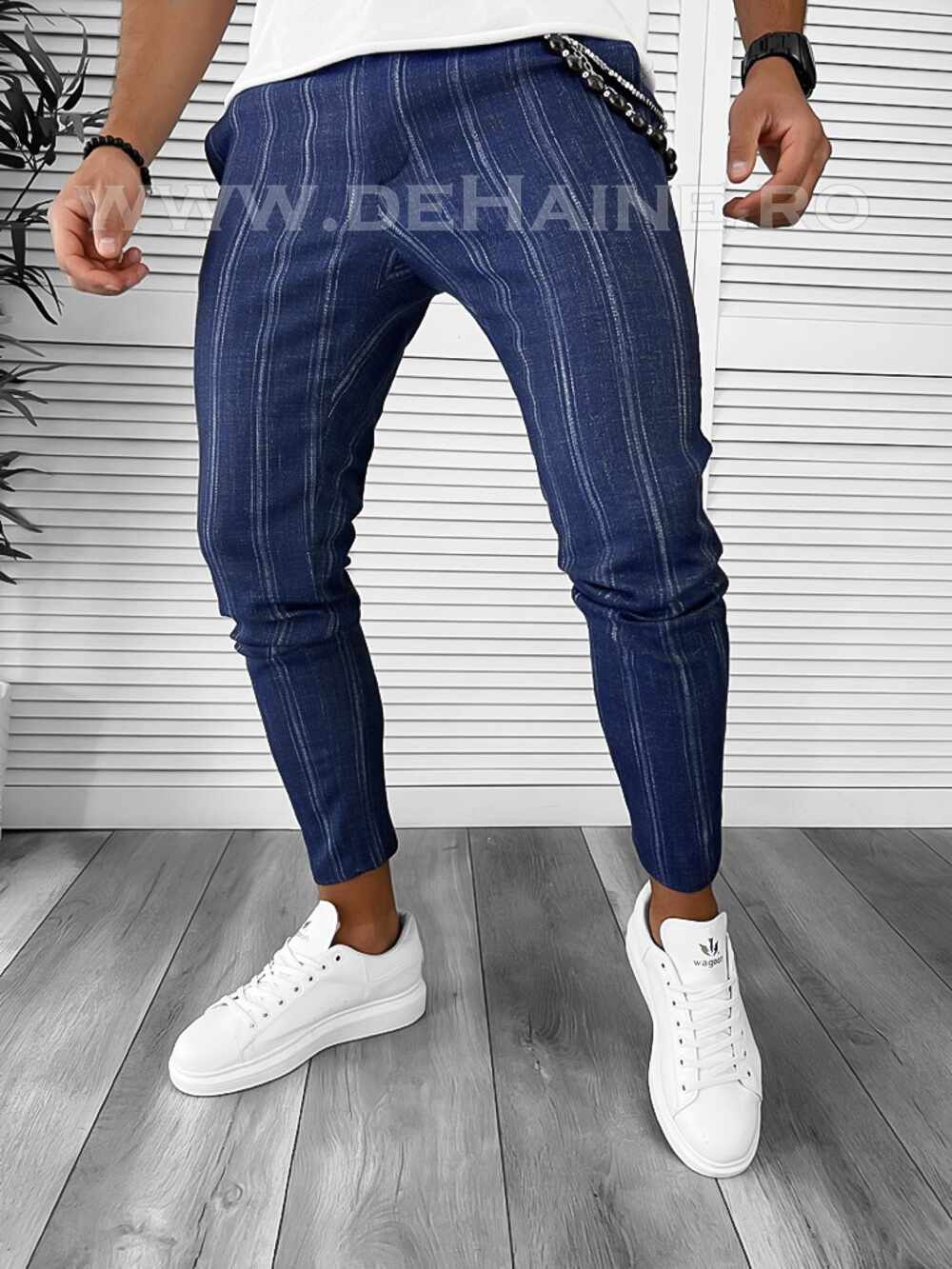 Pantaloni barbati casual regular fit bleumarin B1551 5-3 E
