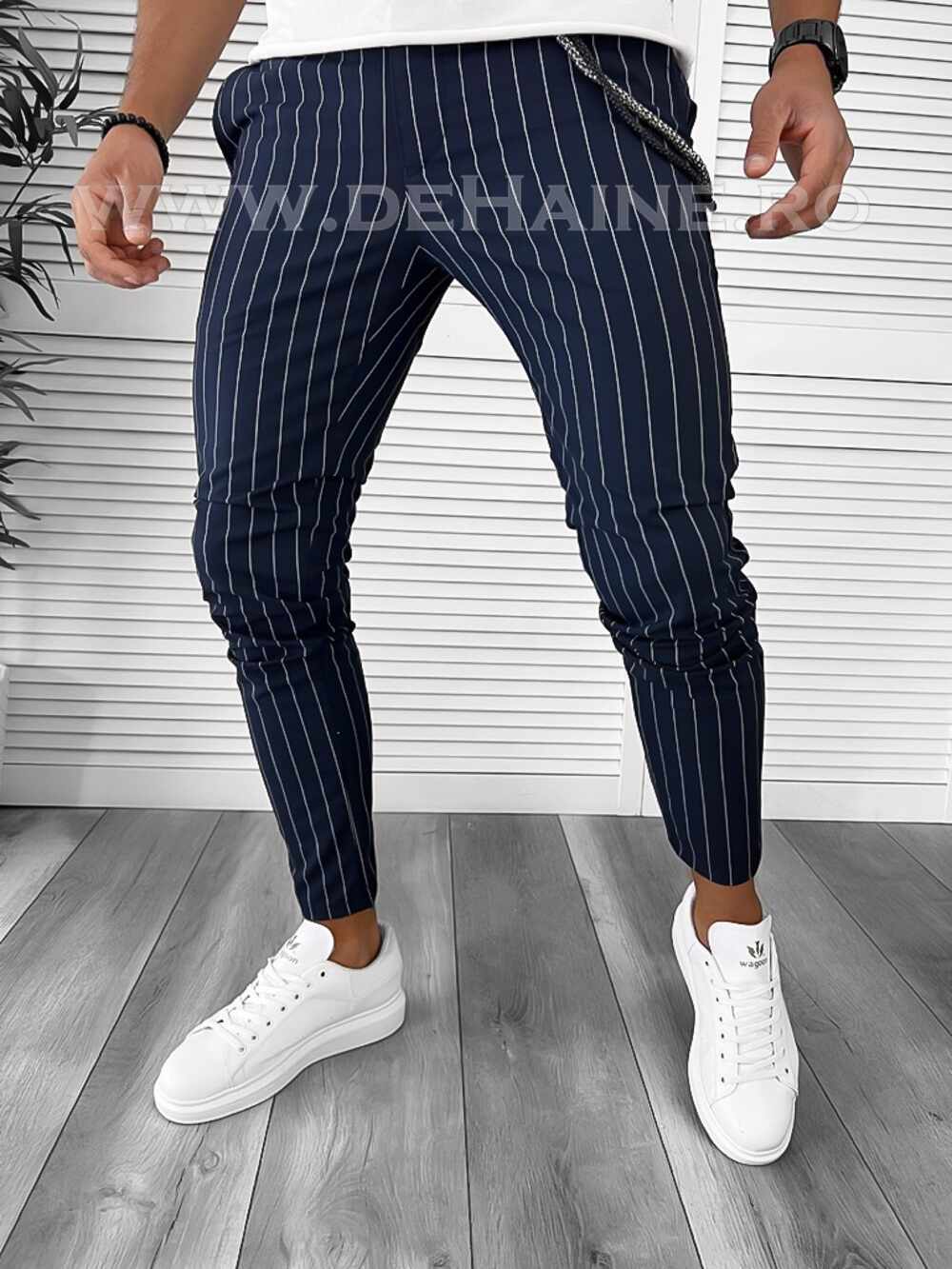Pantaloni barbati casual regular fit bleumarin B7940 7-1 E