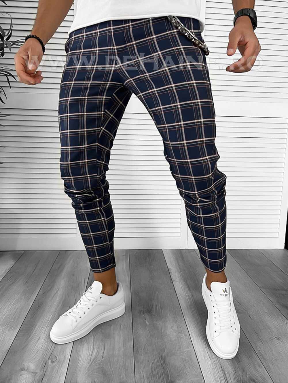 Pantaloni barbati casual regular fit bleumarin B7941 12-3 E