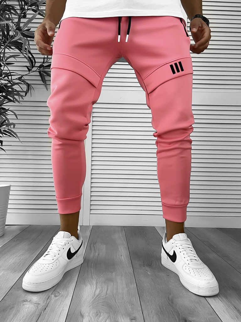 Pantaloni de trening roz conici 12259 D10-1