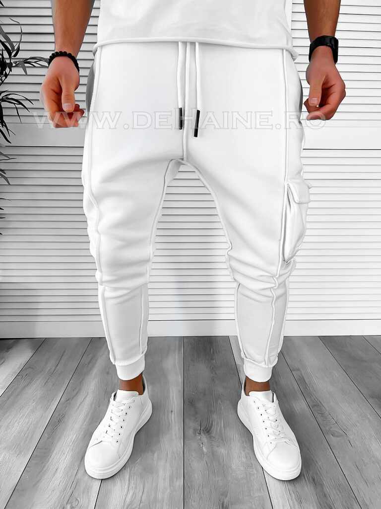Pantaloni de trening albi conici K156 P20-1.3